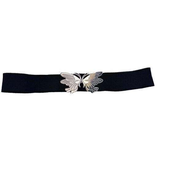 Metal Butterfly Buckle Waist Belt Wide Elastic Adj Up to 31" COTTAGECORE Preppy - Picture 3 of 7